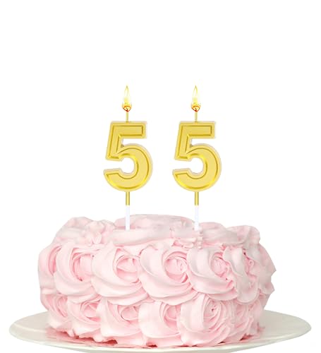 Kinsynko Geburtstagskerzen zum 55. Geburtstag, goldfarbene Zahl 55, "Happy Birthday", für 55. Geburtstag, Hochzeit, Jahrestag, Party-Dekoration Kinsynko Geburtstagskerzen zum 55. Geburtstag, goldfarbene Zahl 55, "Happy Birthday", für 55. Geburtstag, Hochzeit, Jahrestag, Party-Dekoration von Kinsynko