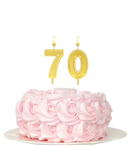 Kinsynko Geburtstagskerzen zum 70. Geburtstag, goldfarbene Zahl 70, Happy Birthday Tortenaufsatz für 70 Jahre Geburtstag, Hochzeit, Jahrestag, Party-Dekoration Kinsynko Geburtstagskerzen zum 70. Geburtstag, goldfarbene Zahl 70, Happy Birthday Tortenaufsatz für 70 Jahre Geburtstag, Hochzeit, Jahrestag, Party-Dekoration von Kinsynko