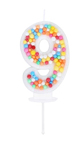 Kinsynko Kerze zum 9. Geburtstag, süßes Thema, Nummer 9, Kerze für Geburtstagskuchen, Mädchen, Frauen, neun Jahre, Geburtstag, Hochzeit, Jahrestag, Party, Regenbogen-Kuchendekoration Kinsynko Kerze zum 9. Geburtstag, süßes Thema, Nummer 9, Kerze für Geburtstagskuchen, Mädchen, Frauen, neun Jahre, Geburtstag, Hochzeit, Jahrestag, Party, Regenbogen-Kuchendekoration von Kinsynko