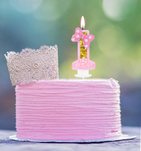 Kinsynko Nummer 1 Kerze für den ersten Geburtstag Kuchen Mädchen 3D rosa Schleife niedlich 1 Geburtstagskerze für Kleinkind Baby Prinzessin Frauen süßes Thema Babyparty 1. Geburtstag Jubiläum Party Kinsynko Nummer 1 Kerze für den ersten Geburtstag Kuchen Mädchen 3D rosa Schleife niedlich 1 Geburtstagskerze für Kleinkind Baby Prinzessin Frauen süßes Thema Babyparty 1. Geburtstag Jubiläum Party von Kinsynko