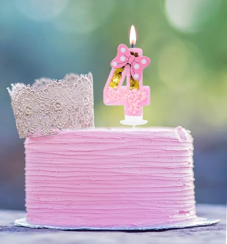 Kinsynko Nummer 4 Kerze Geburtstag Mädchen Niedlich 4 Geburtstag Kerze, 3D Rosa Schleife Nummer 4 Kuchen Topper für Prinzessin Frauen Süßes Thema 4. Geburtstag Jahrestag Party Dekoration Kinsynko Nummer 4 Kerze Geburtstag Mädchen Niedlich 4 Geburtstag Kerze, 3D Rosa Schleife Nummer 4 Kuchen Topper für Prinzessin Frauen Süßes Thema 4. Geburtstag Jahrestag Party Dekoration von Kinsynko