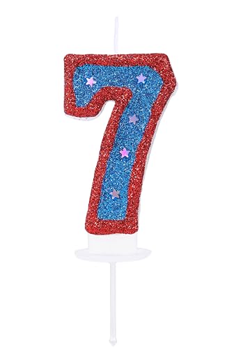 Kinsynko Superhelden Thema 7 Geburtstagskerze, 3D Blue Hero Nummer 7 Kerze für Geburtstagstorte Junge Mädchen 7 Jahre alt Cake Topper Party Dekoration von Kinsynko
