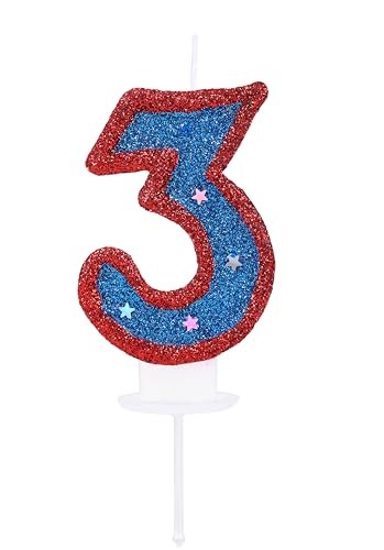 Kinsynko Zahl 3 Kerze Geburtstag Junge Mädchen 3. Geburtstag Kuchen Topper, Blue Hero 3 Geburtstagskerze für Kinder Superhelden Thema Party Kuchen Dekoration von Kinsynko