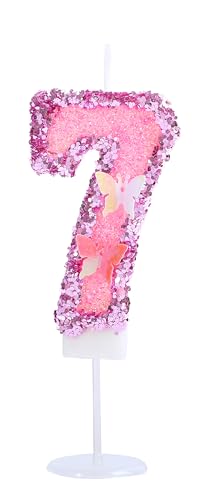 Kinsynko Zahl 7 Geburtstagskerzen 7,1 cm groß rosa Glitzer Happy 7th Birthday Cake Topper für sieben Jahre Geburtstag Hochzeit Jahrestag Party Kuchen Dekoration Kinsynko Zahl 7 Geburtstagskerzen 7,1 cm groß rosa Glitzer Happy 7th Birthday Cake Topper für sieben Jahre Geburtstag Hochzeit Jahrestag Party Kuchen Dekoration von Kinsynko