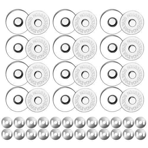 24 Stück Magnetverschluss Tasche, 14mm Magnetknöpfe, Magnetknöpfe Ohne Nähen, Magnetknöpfe Zum Annähen, Geeignet für Handtaschen, Geldbörsen, Mäntel, Jacken, Windjacken, Silber 24 Stück Magnetverschluss Tasche, 14mm Magnetknöpfe, Magnetknöpfe Ohne Nähen, Magnetknöpfe Zum Annähen, Geeignet für Handtaschen, Geldbörsen, Mäntel, Jacken, Windjacken, Silber von Kioiner