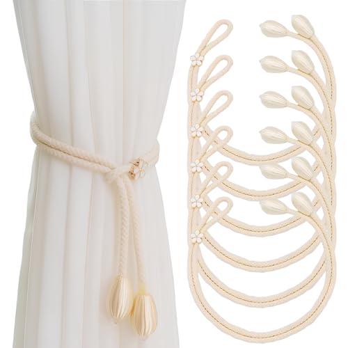 6 Stück Vorhang Raffhalter, Handgestrickte Gardinenraffer, Raffhalter Vorhang Seil, Baumwolle Vorhangseil Raffhalter, für Haus Office, Wohnzimmer, Schlafzimmer 6 Stück Vorhang Raffhalter, Handgestrickte Gardinenraffer, Raffhalter Vorhang Seil, Baumwolle Vorhangseil Raffhalter, für Haus Office, Wohnzimmer, Schlafzimmer von Kioiner