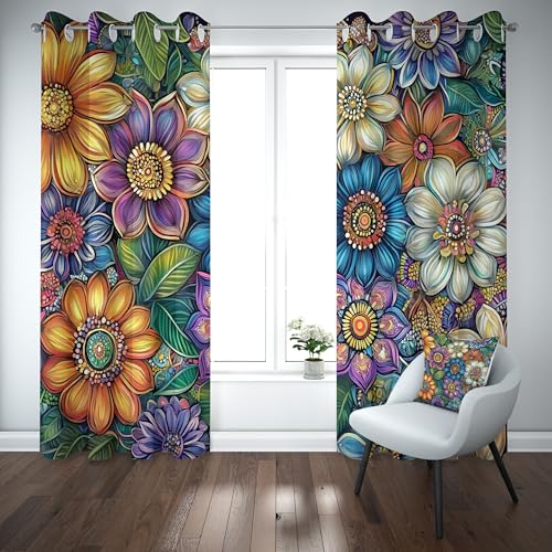 Kioldoq Blumenmuster Botanisch Blackout Curtain, Vorhang Mit Ösen 2er Set Pflanzen Blüten Thermo Vorhänge Gegen Hitze, Floral Bunt Verdunkelungsvorhänge 137x117cm, Gardine Schlafzimmer Kinderzimmer Kioldoq Blumenmuster Botanisch Blackout Curtain, Vorhang Mit Ösen 2er Set Pflanzen Blüten Thermo Vorhänge Gegen Hitze, Floral Bunt Verdunkelungsvorhänge 137x117cm, Gardine Schlafzimmer Kinderzimmer von Kioldoq