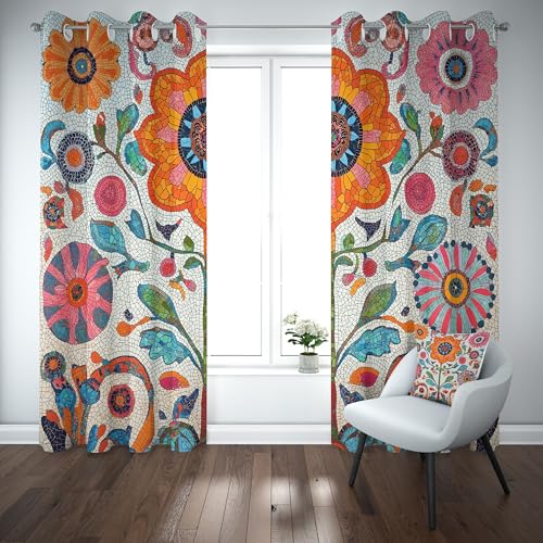 Kioldoq Blumenmuster Botanisch Blackout Curtain, Vorhang Mit Ösen 2er Set Pflanzen Blüten Thermo Vorhänge Gegen Hitze, Floral Bunt Verdunkelungsvorhänge 137x117cm, Gardine Schlafzimmer Kinderzimmer Kioldoq Blumenmuster Botanisch Blackout Curtain, Vorhang Mit Ösen 2er Set Pflanzen Blüten Thermo Vorhänge Gegen Hitze, Floral Bunt Verdunkelungsvorhänge 137x117cm, Gardine Schlafzimmer Kinderzimmer von Kioldoq