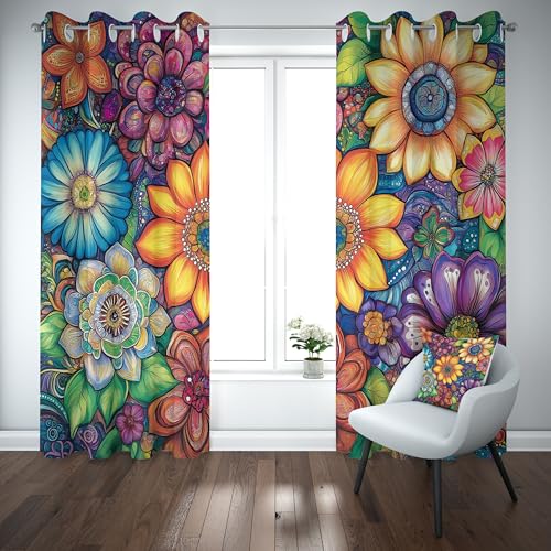 Kioldoq Blumenmuster Botanisch Verdunklungsvorhänge Mit Ösen Pflanzen Blüten Vorhang Blickdicht 145x140cm, Floral Bunt Thermo Gardinen Schlafzimmer 2er Set, Curtain Kinderzimmer Wohnzimmer Kioldoq Blumenmuster Botanisch Verdunklungsvorhänge Mit Ösen Pflanzen Blüten Vorhang Blickdicht 145x140cm, Floral Bunt Thermo Gardinen Schlafzimmer 2er Set, Curtain Kinderzimmer Wohnzimmer von Kioldoq