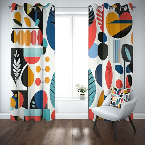 Kioldoq Geometrie Bunt Blackout Curtain, Vorhang Mit Ösen 2er Set Abstrakt Blatt Thermo Vorhänge Gegen Hitze, Modern Kunst Verdunkelungsvorhänge 225x140cm, Gardine Schlafzimmer Kinderzimmer Kioldoq Geometrie Bunt Blackout Curtain, Vorhang Mit Ösen 2er Set Abstrakt Blatt Thermo Vorhänge Gegen Hitze, Modern Kunst Verdunkelungsvorhänge 225x140cm, Gardine Schlafzimmer Kinderzimmer von Kioldoq
