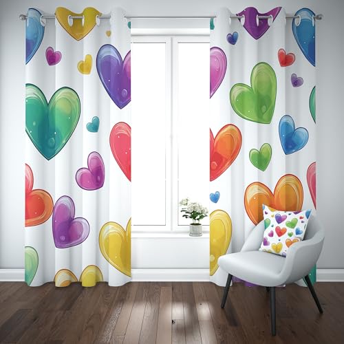 Kioldoq Herz Bunt Verdunklungsvorhänge Mit Ösen Romantisch Lustig Vorhang Blickdicht 145x140cm, Süße Farbig Thermo Gardinen Schlafzimmer 2er Set, Curtain Kinderzimmer Wohnzimmer Kioldoq Herz Bunt Verdunklungsvorhänge Mit Ösen Romantisch Lustig Vorhang Blickdicht 145x140cm, Süße Farbig Thermo Gardinen Schlafzimmer 2er Set, Curtain Kinderzimmer Wohnzimmer von Kioldoq