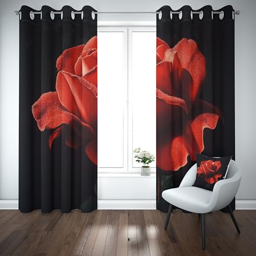 Kioldoq Rose Rot Verdunklungsvorhänge Mit Ösen Blumenmuster Botanisch Vorhang Blickdicht 145x140cm, Pflanzen Blüten Thermo Gardinen Schlafzimmer 2er Set, Curtain Kinderzimmer Wohnzimmer Kioldoq Rose Rot Verdunklungsvorhänge Mit Ösen Blumenmuster Botanisch Vorhang Blickdicht 145x140cm, Pflanzen Blüten Thermo Gardinen Schlafzimmer 2er Set, Curtain Kinderzimmer Wohnzimmer von Kioldoq