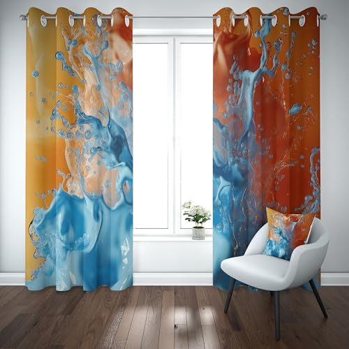 Kioldoq Wasser Bunt Verdunklungsvorhänge Mit Ösen Tintenspritzer Wassertropfen Vorhang Blickdicht 145x140cm, Modern Kunst Thermo Gardinen Schlafzimmer 2er Set, Curtain Kinderzimmer Wohnzimmer Kioldoq Wasser Bunt Verdunklungsvorhänge Mit Ösen Tintenspritzer Wassertropfen Vorhang Blickdicht 145x140cm, Modern Kunst Thermo Gardinen Schlafzimmer 2er Set, Curtain Kinderzimmer Wohnzimmer von Kioldoq