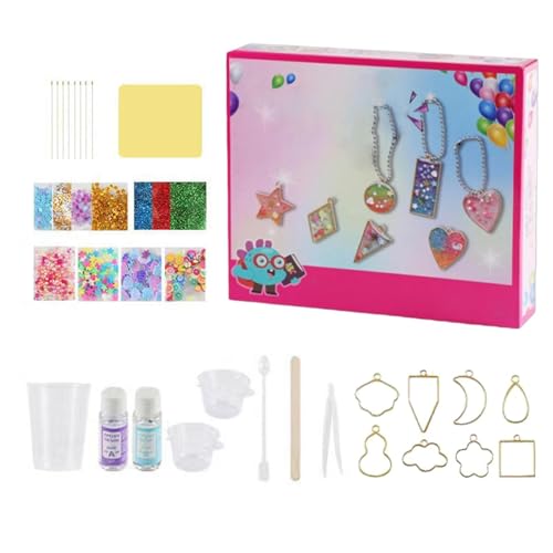 Kioriur Epoxidharz-Set für Anfänger, Epoxidharz-Anhänger für Spielzeug, interaktive Dekorationen mit Pailletten, Epoxidharz-Herstellung von Kioriur