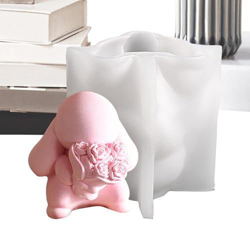 Kioriur Osterhasenform aus Silikon, Hasenkerzenform, handgefertigte Form – Kerzenformen in Hasenform mit Blumen, niedliche Tierform, Epoxidharz und Silikon von Kioriur