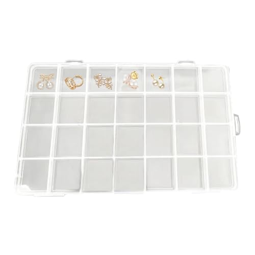Kioriur Schmuckschatulle mit 28 Gittern, Schmuckschatulle, 28 Gitter, Aufbewahrungsbehälter für Trennwände, transparentes Fach, tragbar, abnehmbar, Organizer Kioriur Schmuckschatulle mit 28 Gittern, Schmuckschatulle, 28 Gitter, Aufbewahrungsbehälter für Trennwände, transparentes Fach, tragbar, abnehmbar, Organizer von Kioriur