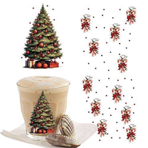 Kioriur Weihnachtsaufkleber für Flaschen, Weihnachtsaufkleber für Glastassen | Kreative Weihnachtsaufkleber für Tasse | wasserdichter Themenaufkleber von Kioriur