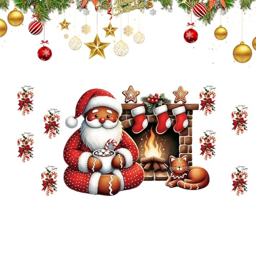 Kioriur Weihnachtsaufkleber für Glastassen, Weihnachtsaufkleber für Glastassen – kreative Weihnachtsaufkleber für Tasse | wasserfester Aufkleber von Kioriur