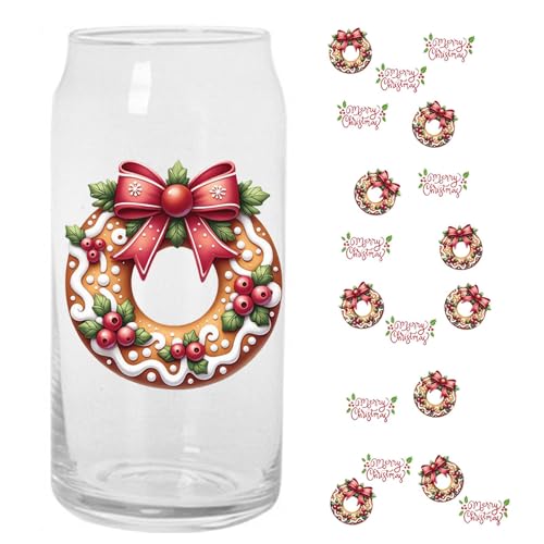 Kioriur Weihnachtsaufkleber für Glastassen, Weihnachtsaufkleber für Glastassen – kreative Weihnachtsaufkleber für Tasse | wasserfester Aufkleber von Kioriur