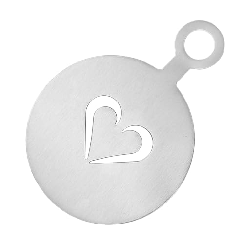 Latte-Schablonen aus Edelstahl, 4,72 Zoll (11,9 cm) | Wiederverwendbare Kaffee-Kunst-Vorlage, dekorative Formen für Kaffeelatte, Kaffee, Latte, Kaffee von Kioriur