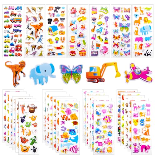 30 Blatt 3D-Kinderaufkleber, Mehr als 500 Stück, 3D-Relief, über 500 Arten von Kinderaufklebern, Darunter Tiere, Meeresbewohner, Dinosaurier 30 Blatt 3D-Kinderaufkleber, Mehr als 500 Stück, 3D-Relief, über 500 Arten von Kinderaufklebern, Darunter Tiere, Meeresbewohner, Dinosaurier von Kiperline