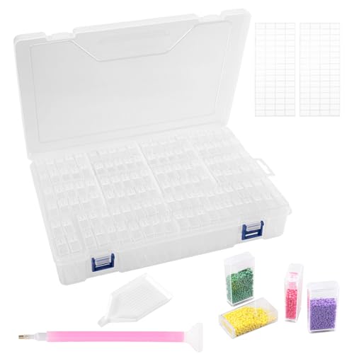 Kiperline Diamond Painting Zubehör Boxen, 124 Stück 5D Diamond Painting Aufbewahrungsbox mit 112 Etiketten für Diamanten, Perlen und anderes DIY-Zubehör. von Kiperline
