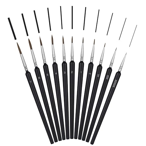 Premium Detailpinsel-Set Acrylfarben – 11 Stück Extrafeine Pinsel für Maximale Präzision – Acrylpinsel, Aquarellpinsel, Modellbaupinsel von Kiperline