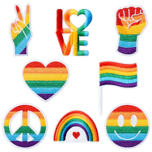 Kirako 8 Stück LGBT Aufnäher zum Aufbügeln, Lesben, Gay Pride Day, Regenbogen, bestickt, Applikation, Reparatur-Patch, Emblem, DIY, Handwerksprojekte für LGBTQ+, Kleidung, Dekorationen, Geschenk von Kirako