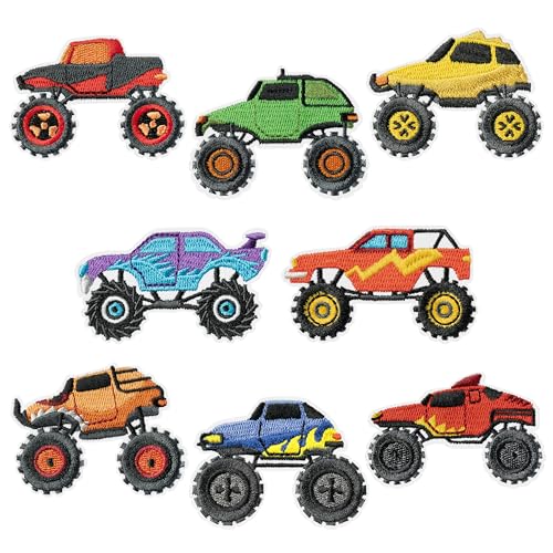 Aufnäher zum Aufbügeln, Motiv: Transportwagen, bunt, Rennwagen, Fahrzeug, zum Aufnähen oder Aufnähen, bestickt, Emblem, Cartoon, Pickup, Truck, Biker, Racer, Club, Basteln, Geschenk für Kinder, Aufnäher zum Aufbügeln, Motiv: Transportwagen, bunt, Rennwagen, Fahrzeug, zum Aufnähen oder Aufnähen, bestickt, Emblem, Cartoon, Pickup, Truck, Biker, Racer, Club, Basteln, Geschenk für Kinder, von Kirako