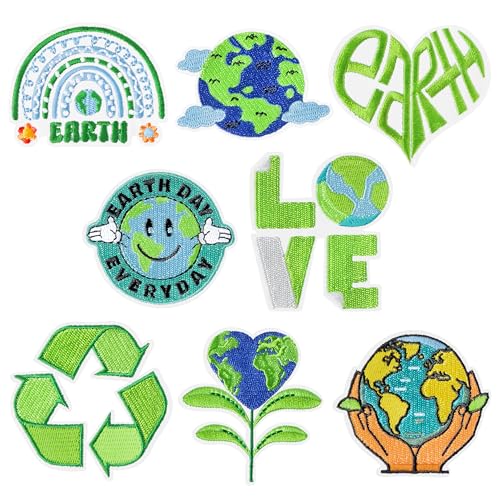 Kirako Aufnäher zum Aufbügeln, Motiv: Weltkugel "Save The Earth Planet", bestickte Applikation, Umweltschutz, Bildung, Klassenzimmer, Basteln, Geschenk für Kleidung, Rucksack, Hut, 8 Stück Kirako Aufnäher zum Aufbügeln, Motiv: Weltkugel "Save The Earth Planet", bestickte Applikation, Umweltschutz, Bildung, Klassenzimmer, Basteln, Geschenk für Kleidung, Rucksack, Hut, 8 Stück von Kirako