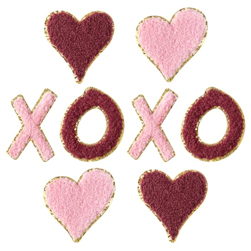 Kirako XOXO Chenille-Flicken mit Glitzer, rosa und rot, Varsity-Buchstaben, Herz, zum Aufbügeln, bestickte Applikation, adrett, DIY-Reparaturflicken, Valentinstag, Stickerei, Geschenke für Paare, Kirako XOXO Chenille-Flicken mit Glitzer, rosa und rot, Varsity-Buchstaben, Herz, zum Aufbügeln, bestickte Applikation, adrett, DIY-Reparaturflicken, Valentinstag, Stickerei, Geschenke für Paare, von Kirako