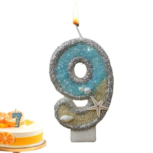 Geburtstagskerzen für Kuchen,Kerzen für Kuchen, Themen-Kuchenkerze, Blaue Seestern-Zahlenkerzen 0–9, Kuchendekorationen, Partykerzen für Geburtstagsfeiern, Feiern von Kirdume