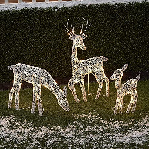 Kirdume Beleuchtetes Weihnachts Rentier, Rentier Beleuchtet Aussen, Rentier Deko Weihnachten, LED Rentier Figur Beleuchtet Außen, Stehende Rehkitz Dekoration Weihnachtshof Mit Weißen Lichtern von Kirdume