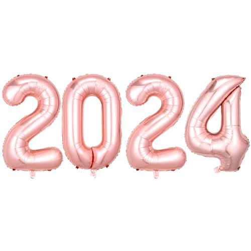 Silberne 2024 Luftballons - 40 Zoll Zahlenballons | Ästhetisch glänzende große Universalballons 2024 Mylar-Ballons für Silvester Kirdume von Kirdume