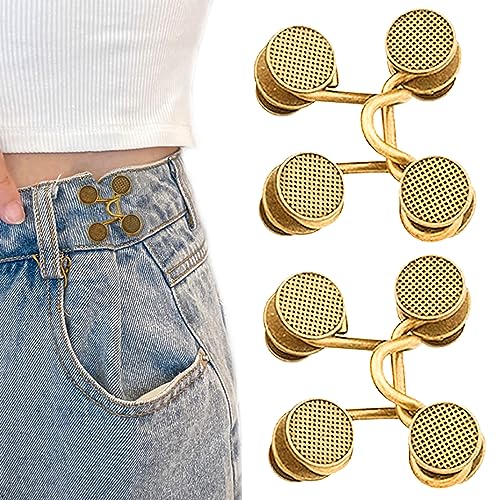 Kireida® 2 Paare Hosen Taillenstraffer, Taille Schnalle Extender -Set, Einstellbar für eine Perfekte Passform, Kein Nähen Erforderlich,für Taillenumfang ändern,für Jeans(Gold) -L von Kireida