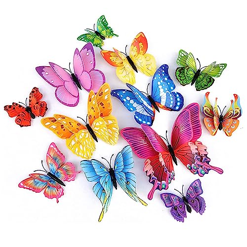 Kireida® 24 Stück 3D-Schmetterlings-Wanddekoration, mit Magneten, Schmetterlingsaufklebern, für Partydekorationen, Schlafzimmer, Kinderzimmer, Hochzeit und Mehr von Kireida