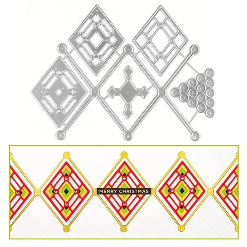 Kireida® 3D-Hintergründe Diamantförmiger Mauerwerksrahmen, Metall-Stanzform, DIY-Album, Kartenherstellung, Papierhandwerk, Party- und Hochzeitsdekorationen von Kireida