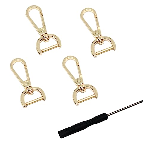 Kireida® 4er Pack Karabinerhaken mit Drehgelenk und 1 Schraubendreher, für Taschen, Handtaschen,Business-Taschenzubehör, DIY-Zubehör,Austauschbarer Schultergurt(Gold) von Kireida