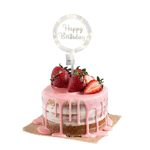 Kireida® Happy Birthday -leuchtender Tortenaufsatz mit Lichtern, Glow Cake Topper, Partydekoration Geeignet für Geburtstagsfeiern, Gartenfeste, Geburtstagstage von Kireida