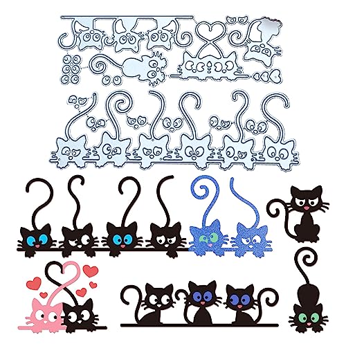 Kireida® Katzen-Stanzformen für die Kartenherstellung, Metall-Katzenkopf-Stanzform, Katzen-Bastelstanzformen, Tiere, Prägepapier-Stanzformen für DIY-Scrapbooking von Kireida