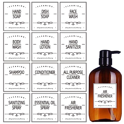 Kireida XIXKOLYU® 24 Stück weiße, wasserfeste Etiketten für Flaschen, Shampoo- und Spülungsspender, Etikettenaufkleber für Badezimmer-Händedesinfektionsmittel Aufkleber von Kireida