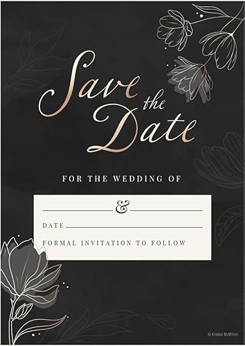 Schwarze Einladungskarten für Hochzeiten, mit Umschlägen, A6, entworfen und bedruckt in Großbritannien, 25 Stück Schwarze Einladungskarten für Hochzeiten, mit Umschlägen, A6, entworfen und bedruckt in Großbritannien, 25 Stück von Kirsten McMillan