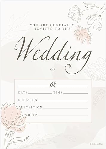 Weiße Hochzeitseinladungen mit Umschlägen, A6, entworfen und bedruckt in Großbritannien, 25 Stück Weiße Hochzeitseinladungen mit Umschlägen, A6, entworfen und bedruckt in Großbritannien, 25 Stück von Kirsten McMillan