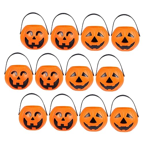 12Stücke Halloween Kürbis Eimer Tragbar Süßer Süßigkeitenhalter Kreative Dekoration für Halloween Partys Zufällige Farben und Snacks 12Stücke Halloween Kürbis Eimer Tragbar Süßer Süßigkeitenhalter Kreative Dekoration für Halloween Partys Zufällige Farben und Snacks von Kisangel