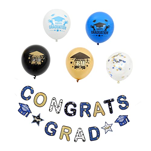 Kisangel 1 Satz Abschluss Ziehen Flagge Ballon Party Grad-banner Abschlussballdekorationen Dekorativer Luftballon Ballon Für Abschlussfeier Blau Gold Ballon Der Klasse 2022 Papier von Kisangel