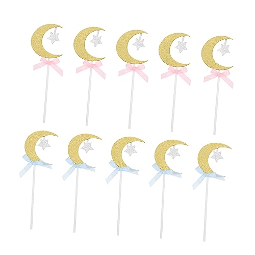 Kisangel 1 Satz Backen Dekoration Mondstern Cupcake Topper Einfügen Mond-cupcake-topper Kuchendeckel Mond Und Sterne Kuchentopper Sahnetortenaufsatz Mondkuchen Topper Papier 20 Stück von Kisangel