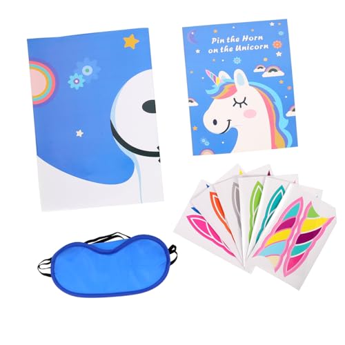 Kisangel 1 Satz Einhorn Spiele für Geburtstagsfeiern stecken Sie das Horn an Geburtstagsfeier Einhorn Spiele Partyspiele für Einhornspielzeug für Papier Blau von Kisangel