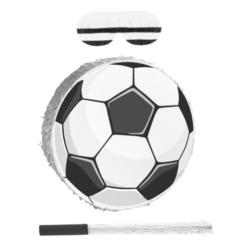 Kisangel 1 Satz Fußball Pinata mit Stock und Augenbinde für Kindergeburtstagsfeiern Sportfeste und Fußball Partybedarf Konfetti von Kisangel