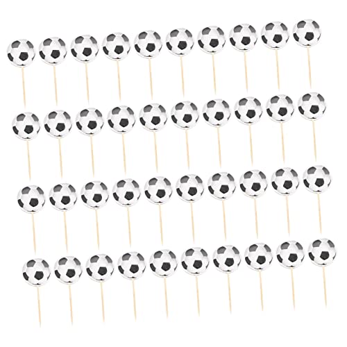 Kisangel 1 Satz Fußball-zahnstocher-flagge Cupcake-topper Kuchenverzierung Kuchendeckel Desserteinsatz Topper Party-kuchen-topper Muffin-topper Papier 24 Stück von Kisangel
