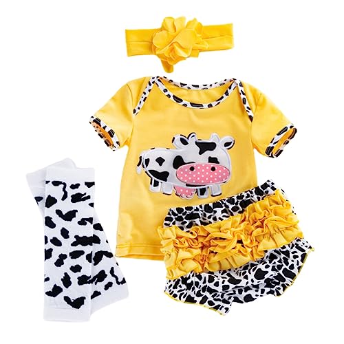 Kisangel 1 Satz Kleidung für Puppen Niedliche Kuh Muster Teiliges Outfit mit Shirt Hose Haarband und Strümpfen für Puppen Weiche Puppenbekleidung von Kisangel